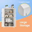 Freestanding Bathroom Storage Cabinet – Wood – White – Four Doors with Adjustable Shelves