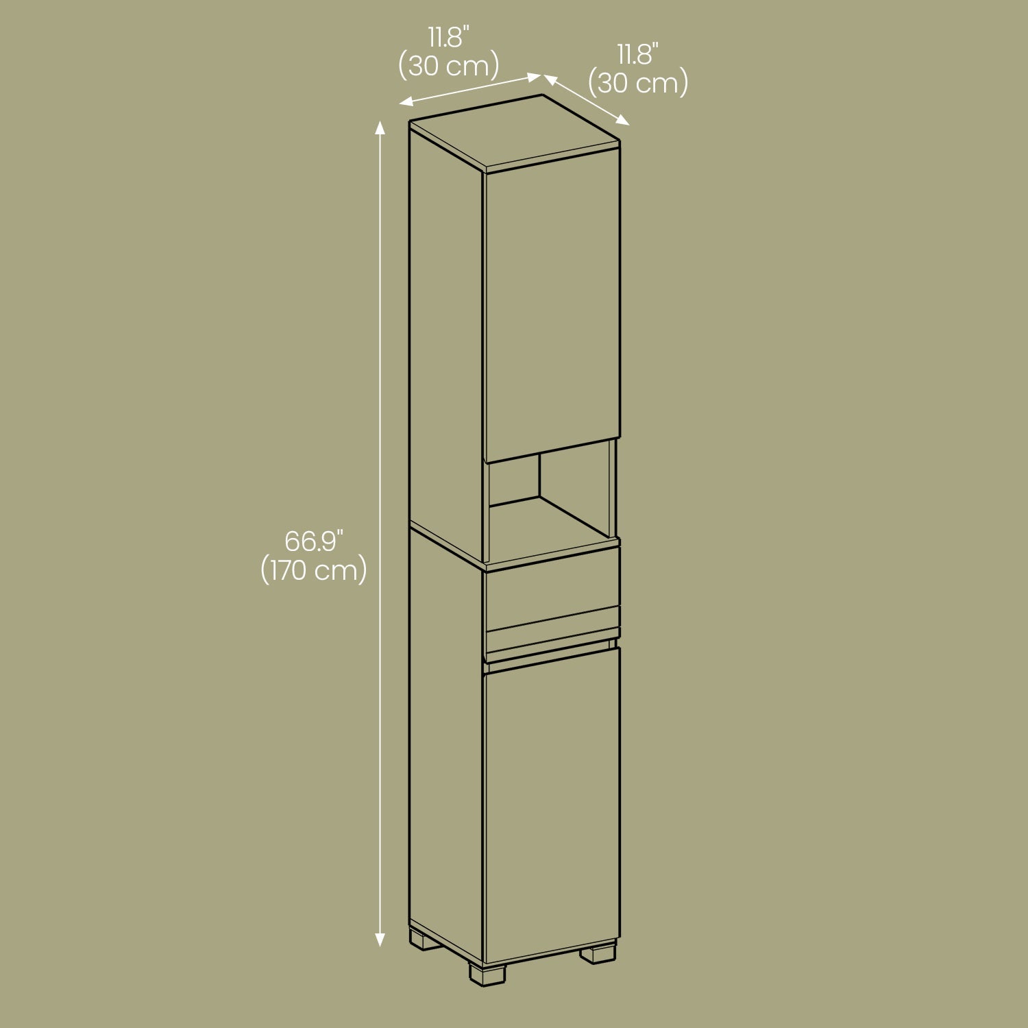 Tall Bathroom Cabinet – Wood – White – Slim Storage Solution