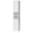 Tall Freestanding Storage Cabinet – Slim Design – White – Adjustable Shelves and Open Compartments for Small Spaces