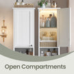 Tall Freestanding Storage Cabinet – Slim Design – White – Adjustable Shelves and Open Compartments for Small Spaces