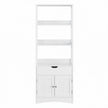Tall Freestanding Bookshelf – Wood – White – 3 Open Shelves and 1 Drawer