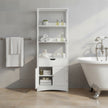 Tall Freestanding Bookshelf – Wood – White – 3 Open Shelves and 1 Drawer