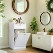 Bathroom Cabinet – Wood – Cloud White – Removable Laundry Basket with Drawer