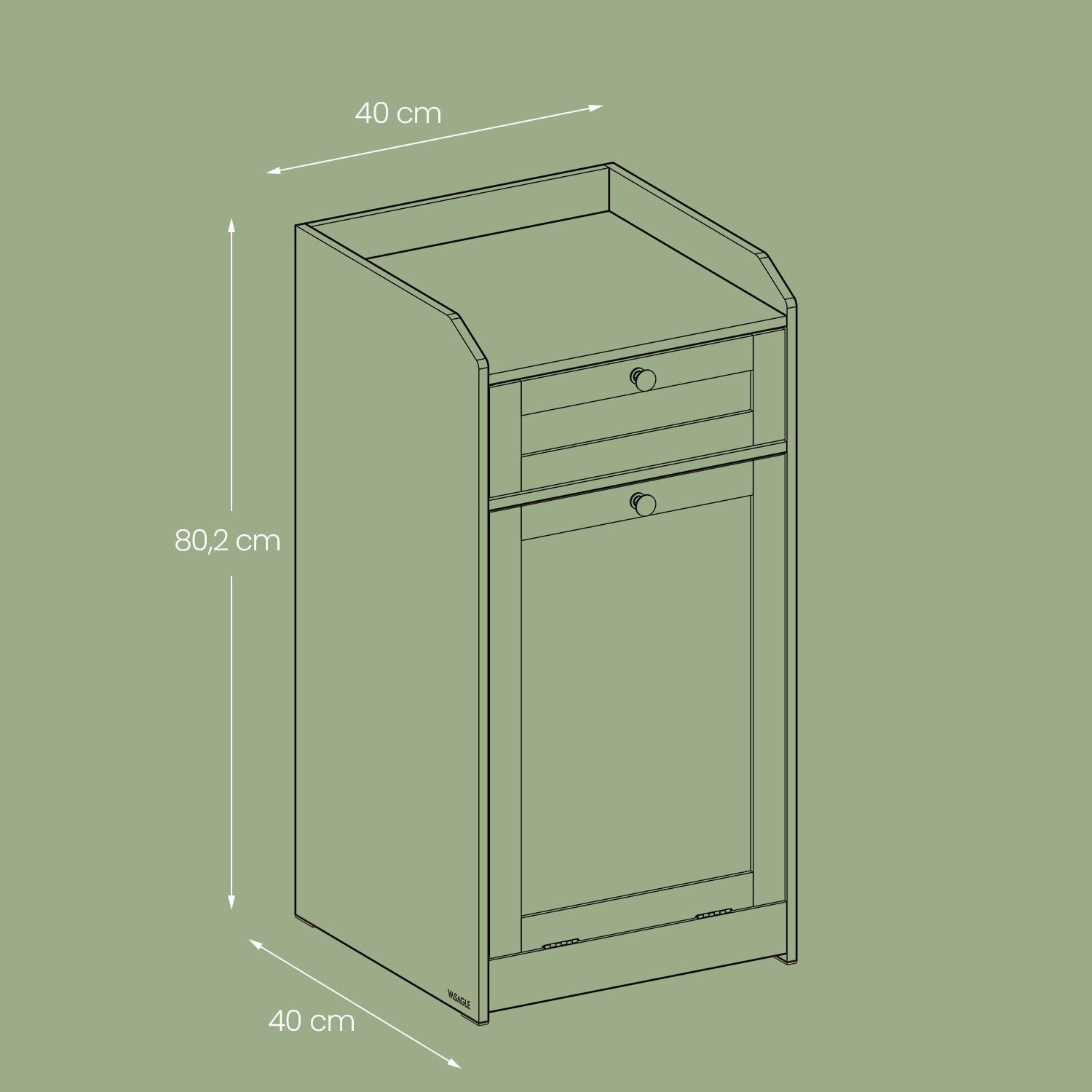 Bathroom Cabinet – Wood – Cloud White – Removable Laundry Basket with Drawer