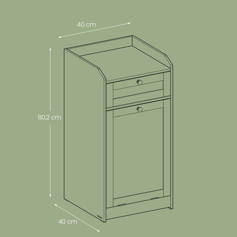 Bathroom Cabinet – Wood – Cloud White – Removable Laundry Basket with Drawer
