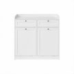 Laundry Hamper Cabinet – Wood – Cloud White – 2 Removable Baskets with Handles