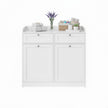 Laundry Hamper Cabinet – Wood – Cloud White – 2 Removable Baskets with Handles