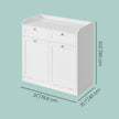 Laundry Hamper Cabinet – Wood – Cloud White – 2 Removable Baskets with Handles