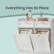 Laundry Hamper Cabinet – Wood – Cloud White – 2 Removable Baskets with Handles