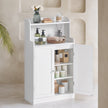 Bathroom Floor Cabinet – Engineered Wood – Cloud White – 100 cm Tall with 2 Doors and 2 Adjustable Shelves