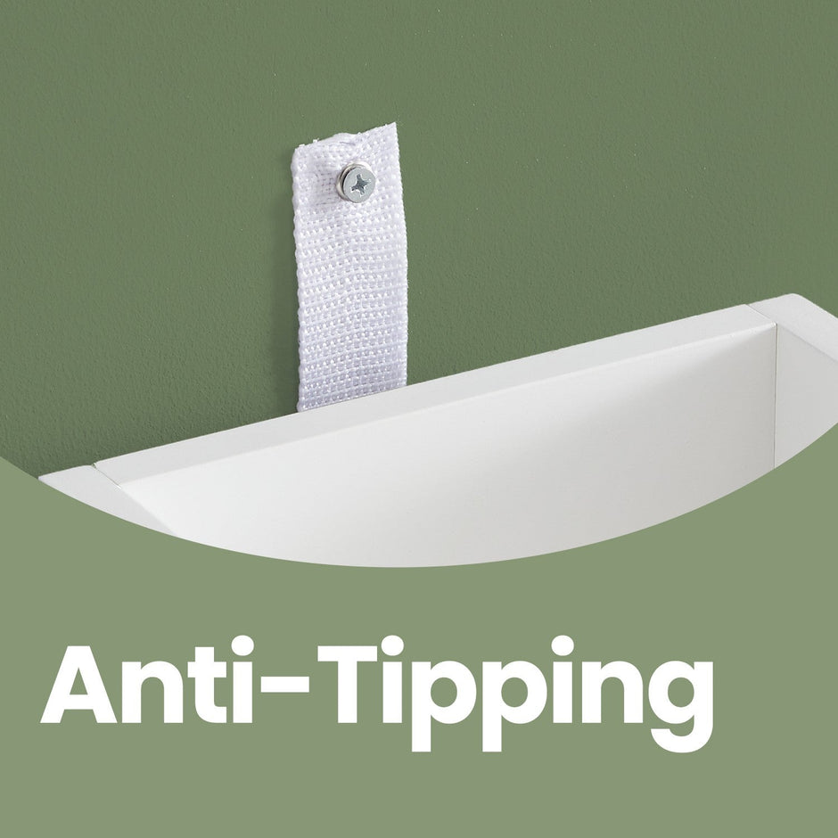 Toilet Paper Holder – Wood – White – Bathroom Organizer with Adjustable Shelf and Waterproof Feet