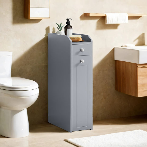 Small Bathroom Cabinet – Wood – Dove Grey – Freestanding Storage Unit for Small Spaces