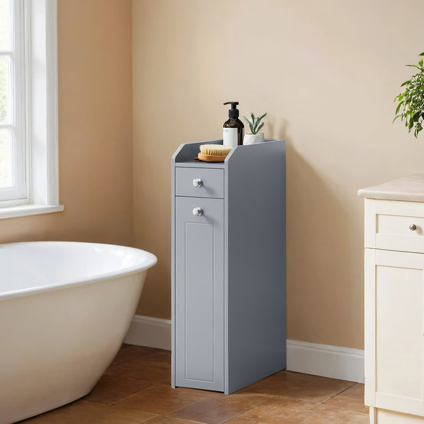Small Bathroom Cabinet – Wood – Dove Grey – Freestanding Storage Unit for Small Spaces