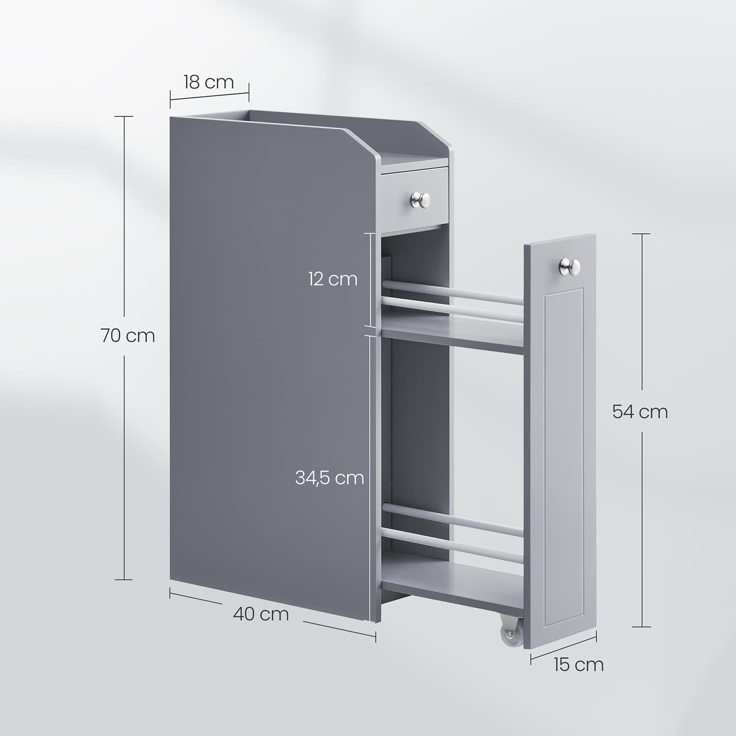Small Bathroom Cabinet – Wood – Dove Grey – Freestanding Storage Unit for Small Spaces