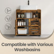 Bathroom Cabinet – Engineered Wood – Rustic Brown – Adjustable Shelf and Louvered Doors for Pedestal Sinks