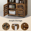 Bathroom Cabinet – Engineered Wood – Rustic Brown – Adjustable Shelf and Louvered Doors for Pedestal Sinks