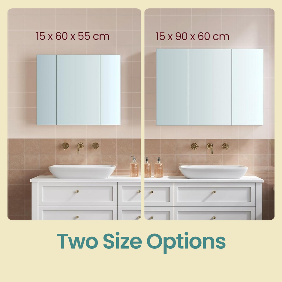 Wall Mirror Cabinet – Wood – White – Adjustable Shelves, Modern Design, Space-Saving