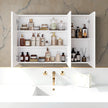 Wall Mirror Cabinet – Wood – White – Adjustable Shelves, Modern Design, Space-Saving