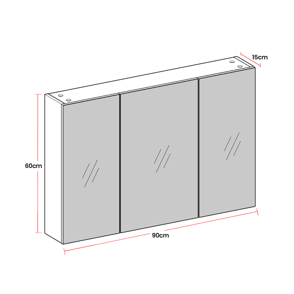 Wall Mirror Cabinet – Wood – White – Adjustable Shelves, Modern Design, Space-Saving