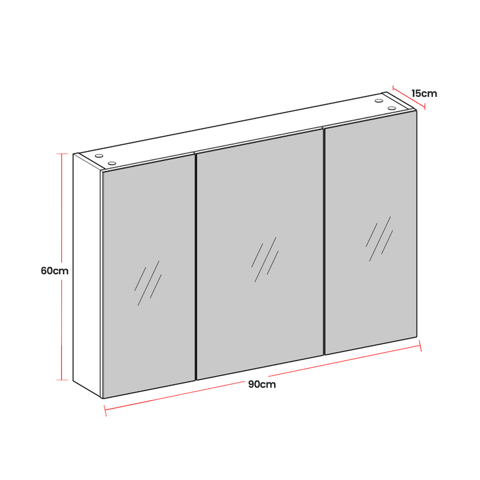 Wall Mirror Cabinet – Wood – White – Adjustable Shelves, Modern Design, Space-Saving