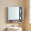 Wall Mirror Cabinet – MDF – Grey – Adjustable Shelves, Open Compartment