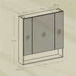 Wall Mirror Cabinet – MDF – Grey – Adjustable Shelves, Open Compartment