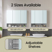 Wall Mirror Cabinet – MDF – Grey – Adjustable Shelves, Open Compartment