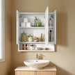 Bathroom Mirror Cabinet – Wood – Cloud White – Adjustable Shelves