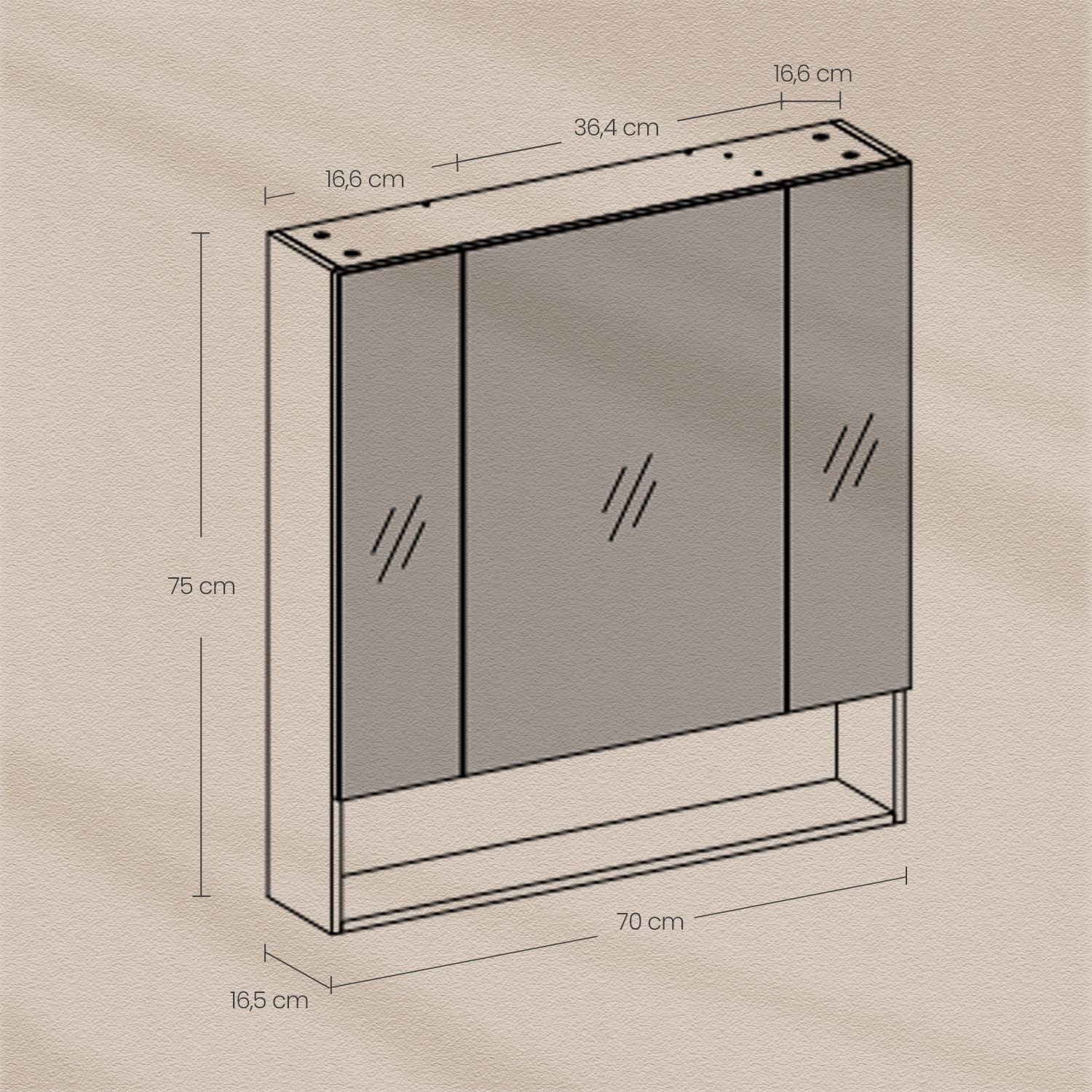 Bathroom Mirror Cabinet – Wood – Cloud White – Adjustable Shelves