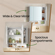 Bathroom Mirror Cabinet – Wood – Cloud White – Adjustable Shelves
