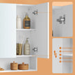 Wall-Mounted Bathroom Mirror Cabinet – Wood – Cloud White – Adjustable Shelving and Open Shelf