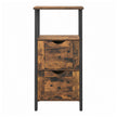 Storage Tower – Wood – Rustic Brown and Black – Slim Design with 3 Drawers and Open Compartment