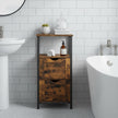 Storage Tower – Wood – Rustic Brown and Black – Slim Design with 3 Drawers and Open Compartment