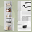 Tall Bathroom Storage Cabinet – Engineered Wood – Rustic Brown – 3 Open Compartments, 2 Adjustable Shelves