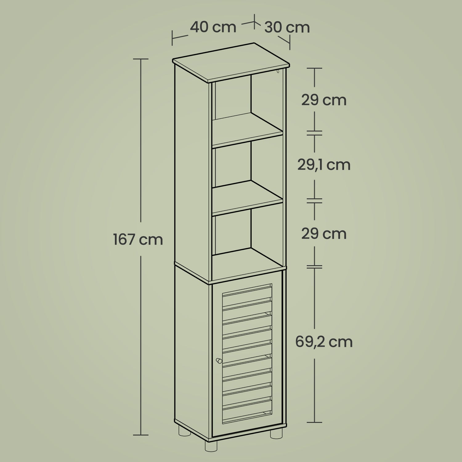 Tall Bathroom Storage Cabinet – Engineered Wood – Rustic Brown – 3 Open Compartments, 2 Adjustable Shelves