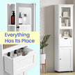 Tall Bathroom Storage Cabinet – Wood – Cloud White – Adjustable Shelves, Glass Door, Space Saver