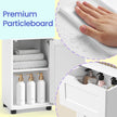 Tall Bathroom Storage Cabinet – Wood – Cloud White – Adjustable Shelves, Glass Door, Space Saver