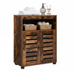4-Tier Storage Shelf – Wood – Rustic Brown – Adjustable Shelves and Louvered Doors