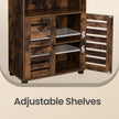 4-Tier Storage Shelf – Wood – Rustic Brown – Adjustable Shelves and Louvered Doors