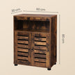 4-Tier Storage Shelf – Wood – Rustic Brown – Adjustable Shelves and Louvered Doors