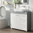 Under Sink Bathroom Cabinet – Wood – Cloud White and Dove Grey – 3 Drawer Storage Solution for Washbasins with Pedestal
