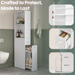 Tall Bathroom Storage Cabinet – Wood – Classic White – Freestanding with Storage Drawers and Adjustable Shelf