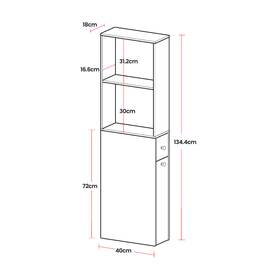 Tall Bathroom Storage Cabinet – Wood – Classic White – Freestanding with Storage Drawers and Adjustable Shelf