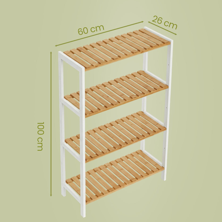 3-Tier Shelving Unit – Bamboo – White – Multifunctional Storage for Hallway and More