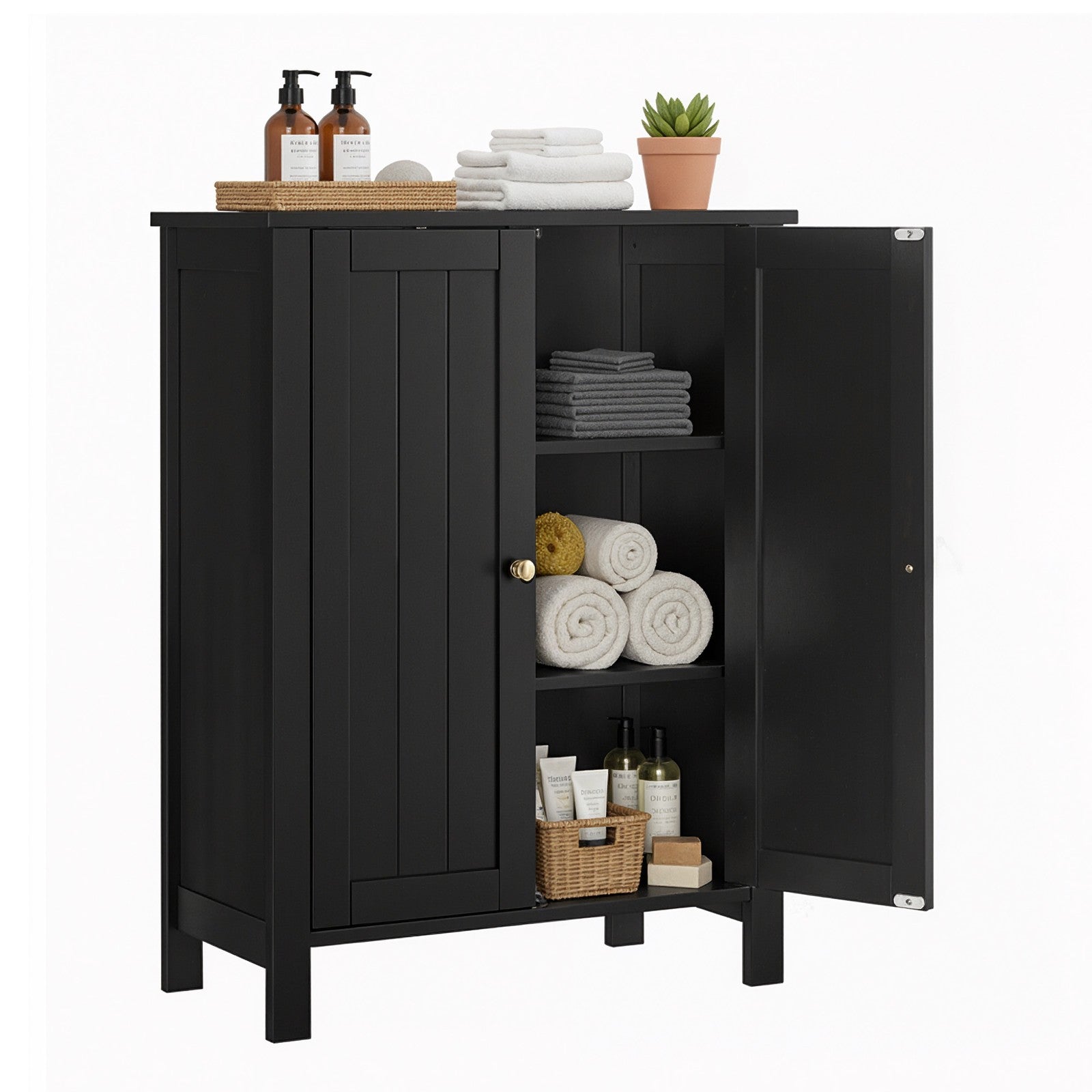 Freestanding Storage Cabinet – Wood – White – Multi-Purpose with Adjustable Shelves