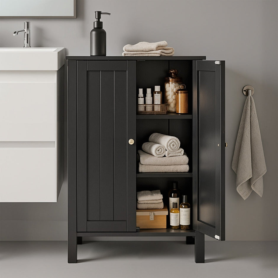 Freestanding Storage Cabinet – Wood – White – Multi-Purpose with Adjustable Shelves