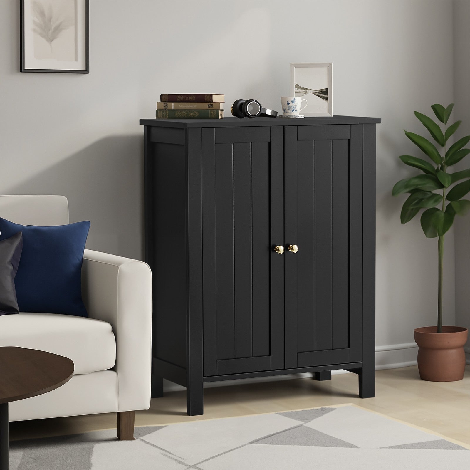 Freestanding Storage Cabinet – Wood – White – Multi-Purpose with Adjustable Shelves