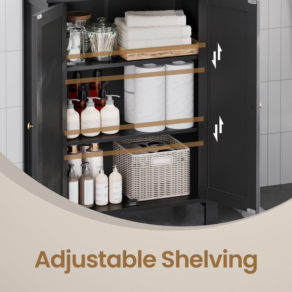 Freestanding Storage Cabinet – Wood – White – Multi-Purpose with Adjustable Shelves