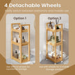 Bathroom Trolley – Bamboo – Natural – Space-Saving 3-Tier Design on Wheels