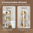 Bathroom Trolley – Bamboo – Natural – Space-Saving 3-Tier Design on Wheels